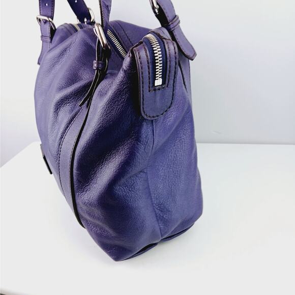 ESCADA Sport LG Buttery Leather Purple Double Strap Tote Shoulder Bag Satchel - Picture 6 of 12
